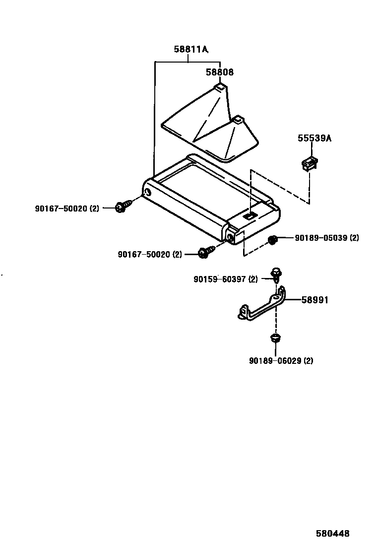 Toyota HILUX 中央扶手箱和支架 EPC diagram — 580448