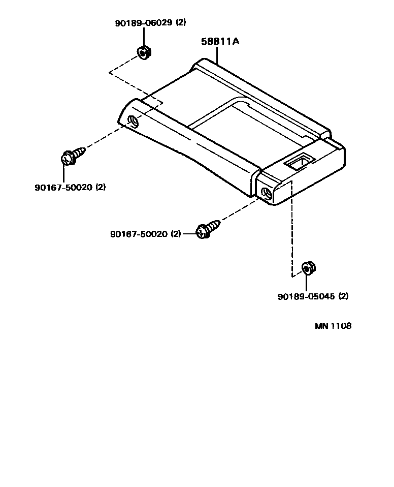 Toyota HILUX 中央扶手箱和支架 EPC diagram — MN1108
