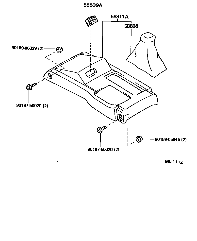 Toyota HILUX 中央扶手箱和支架 EPC diagram — MN1112