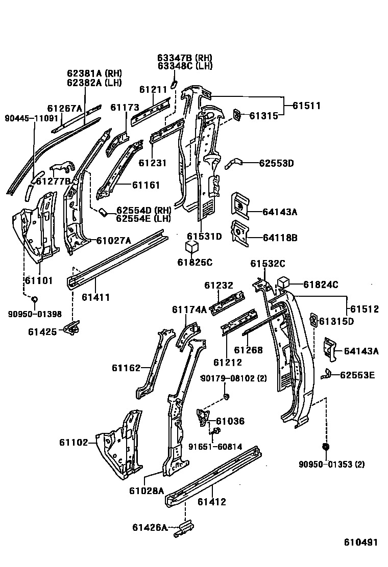 Toyota HILUX 侧梁 EPC diagram — 610491