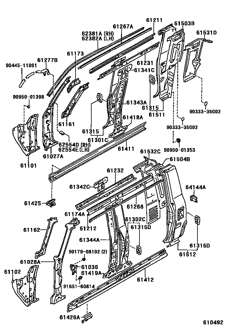 Toyota HILUX 侧梁 EPC diagram — 610492