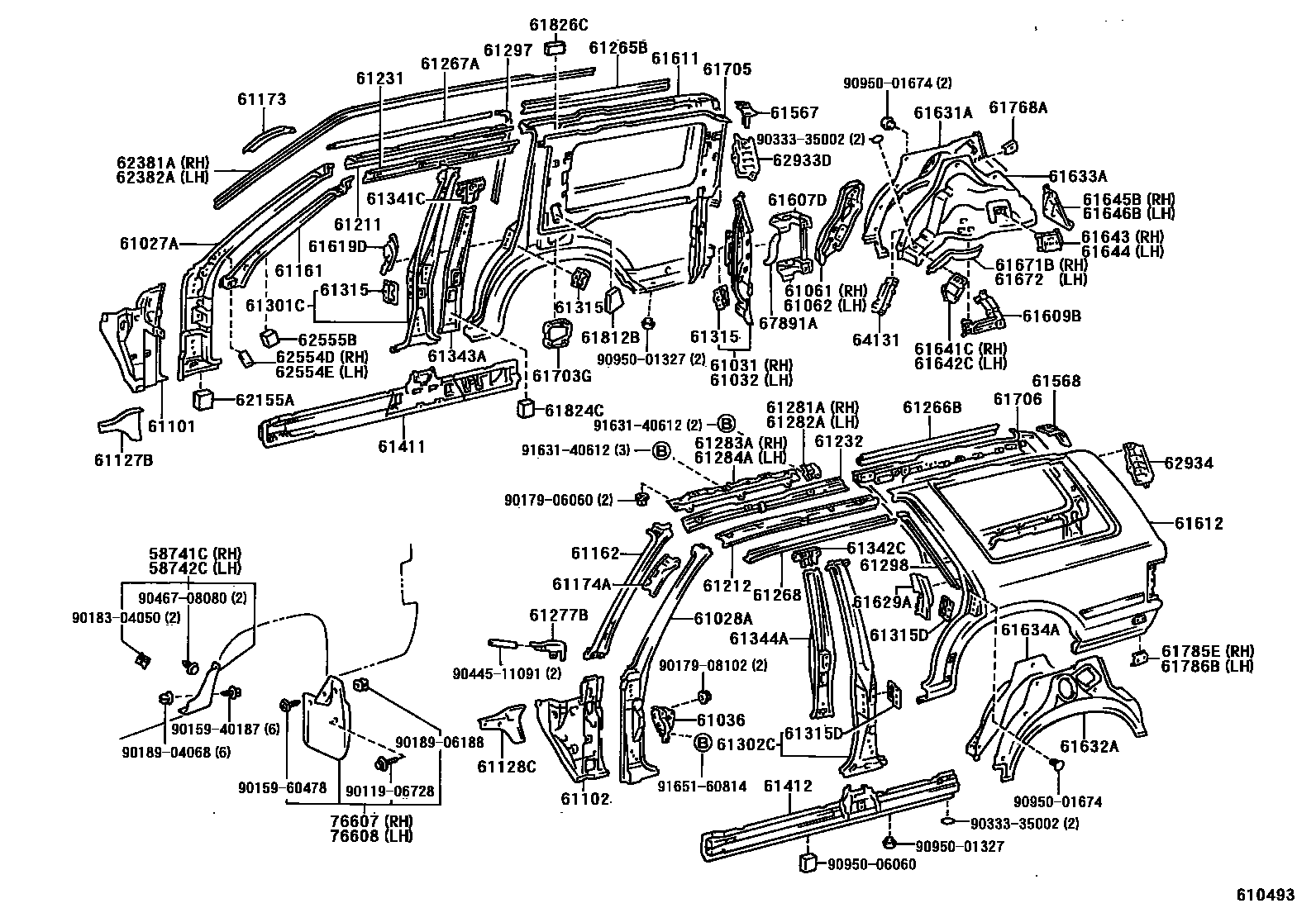 Toyota HILUX 侧梁 EPC diagram — 610493