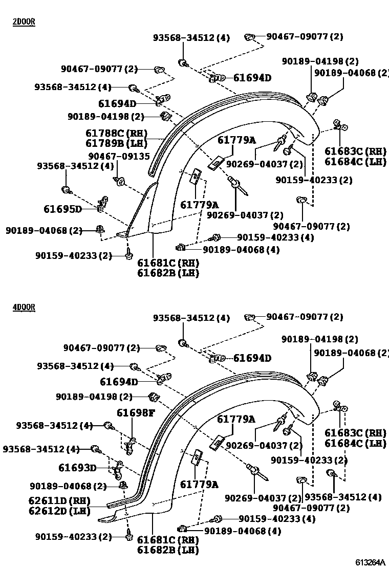 Toyota HILUX 侧梁 EPC diagram — 613264A
