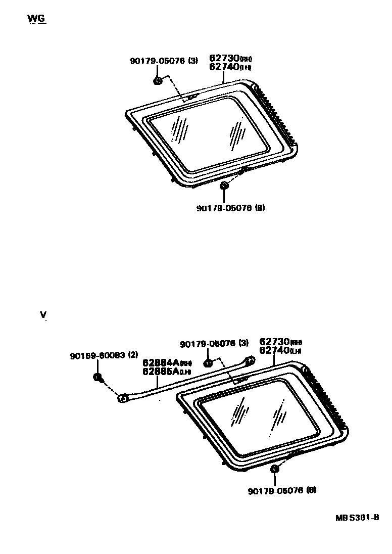Toyota HILUX 侧窗 EPC diagram — MBS391B