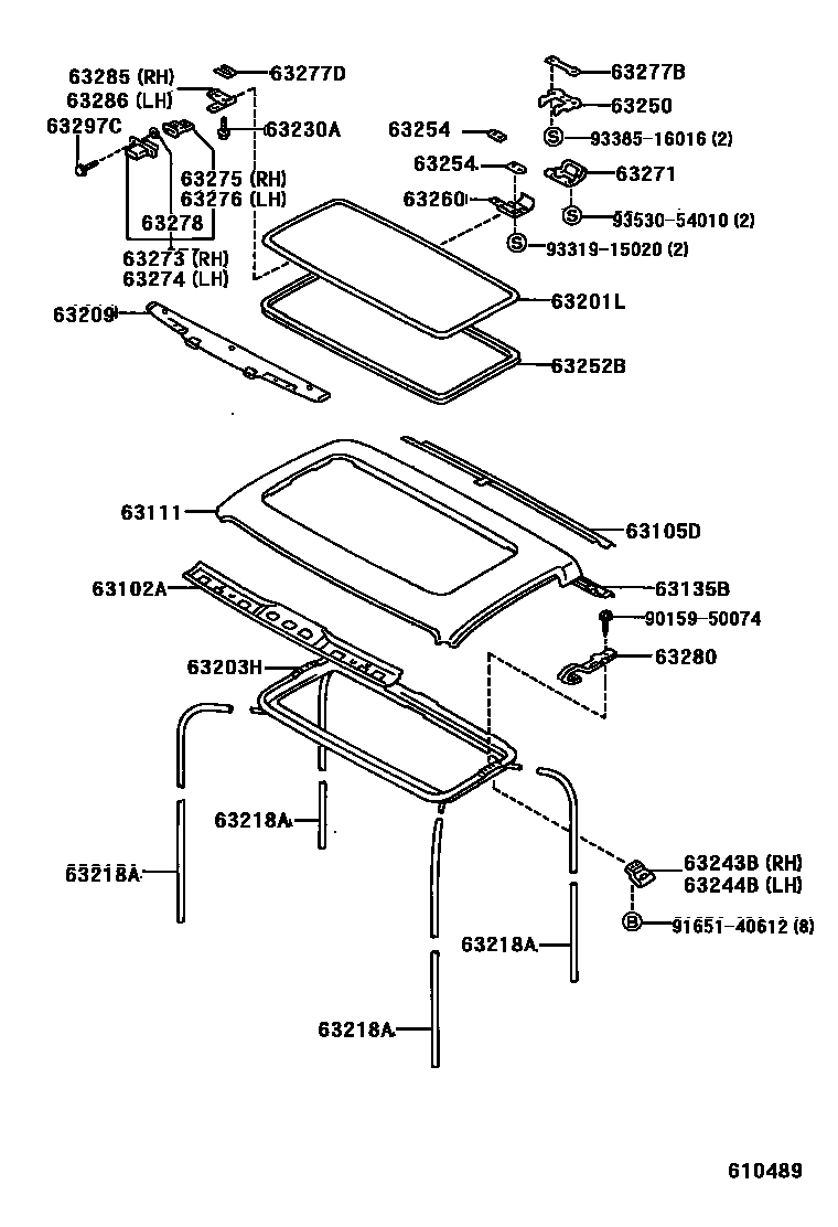 Toyota HILUX 天窗板和背板 EPC diagram — 610489