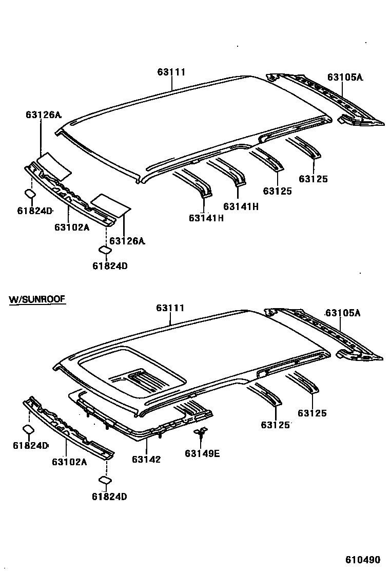 Toyota HILUX 天窗板和背板 EPC diagram — 610490