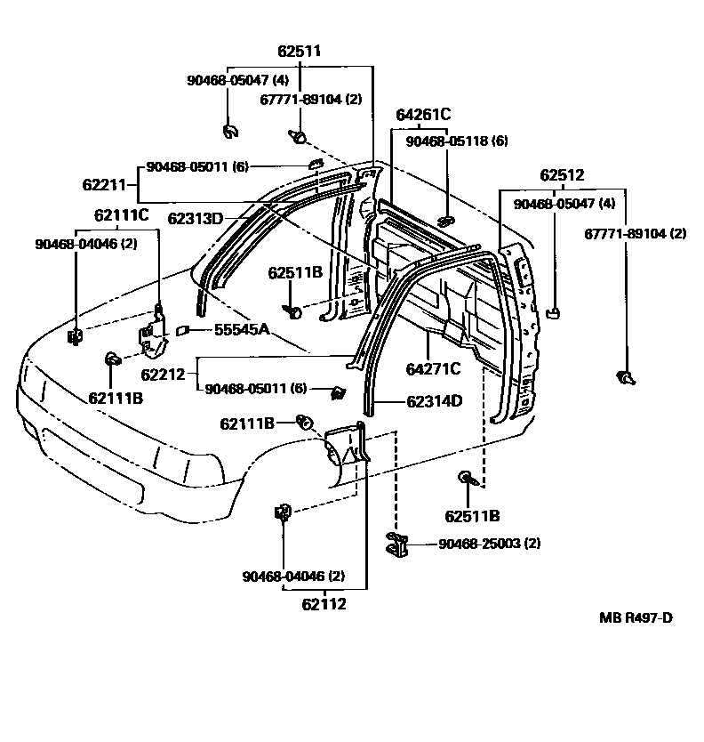 Toyota HILUX 车内装饰板 EPC diagram — MBR497D