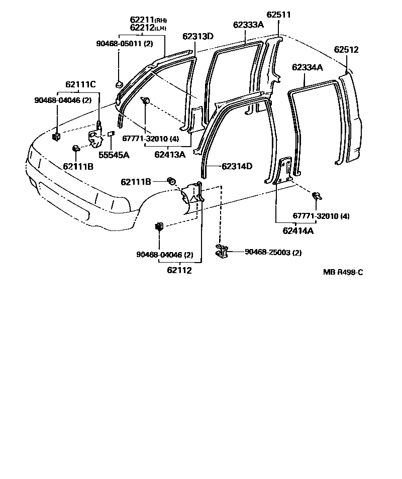 Toyota HILUX 车内装饰板 EPC diagram — MBR498C
