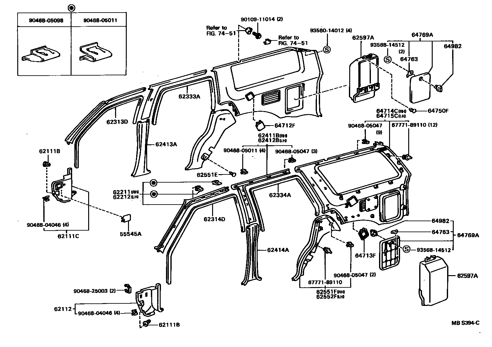 Toyota HILUX 车内装饰板 EPC diagram — MBS394C