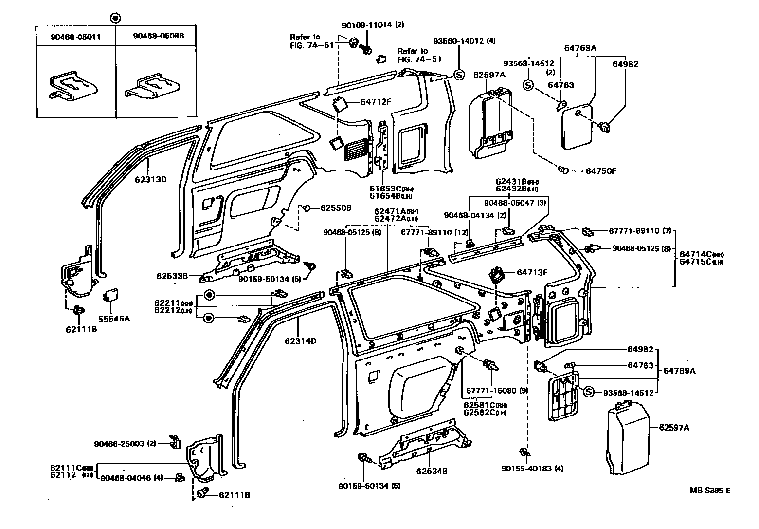 Toyota HILUX 车内装饰板 EPC diagram — MBS395E