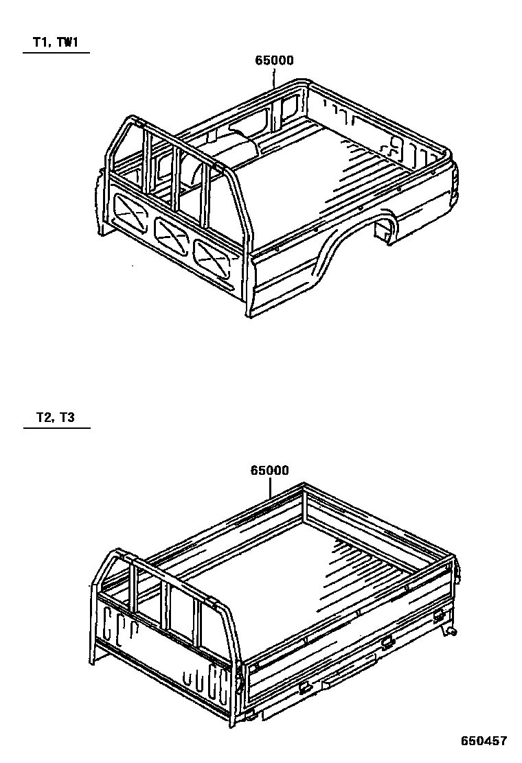 Toyota HILUX rear body assembly EPC diagram — 650457
