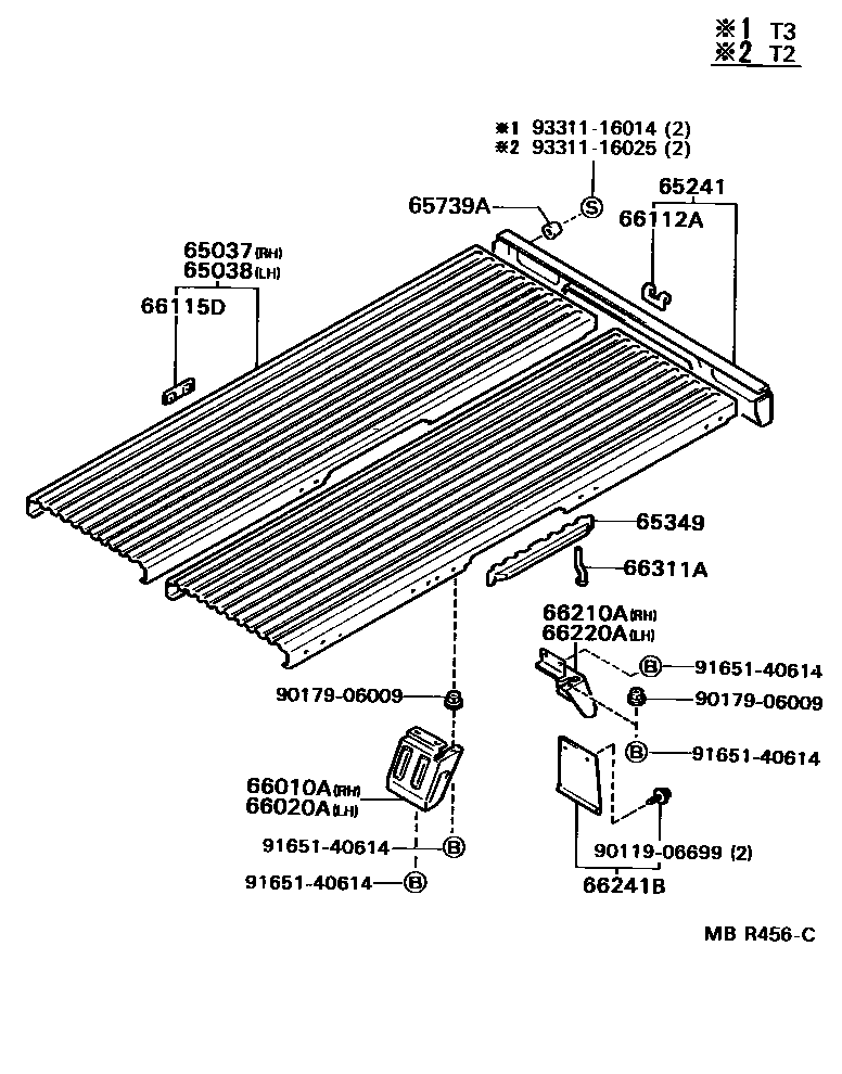 Toyota HILUX 后车身地板和翼子板 EPC diagram — MBR456C