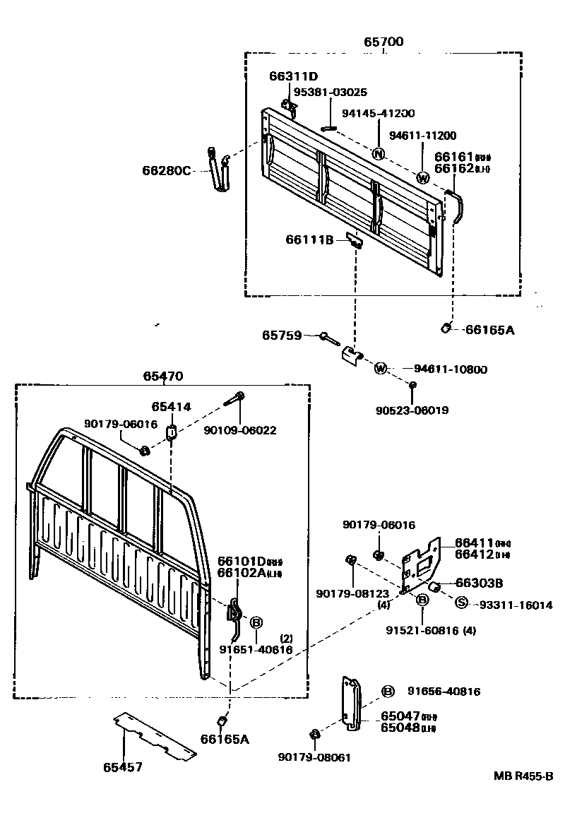 Toyota HILUX 后车身防护架和背门 EPC diagram — MBR455B
