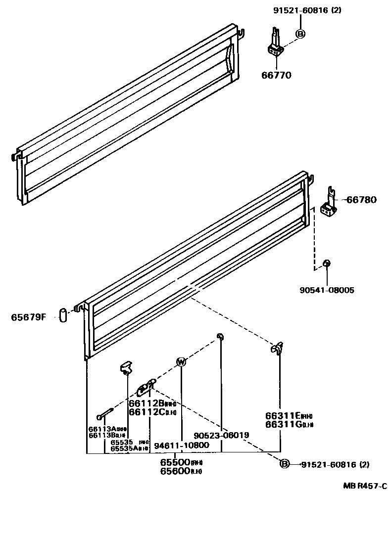 Toyota HILUX 后车身侧面板 EPC diagram — MBR457C