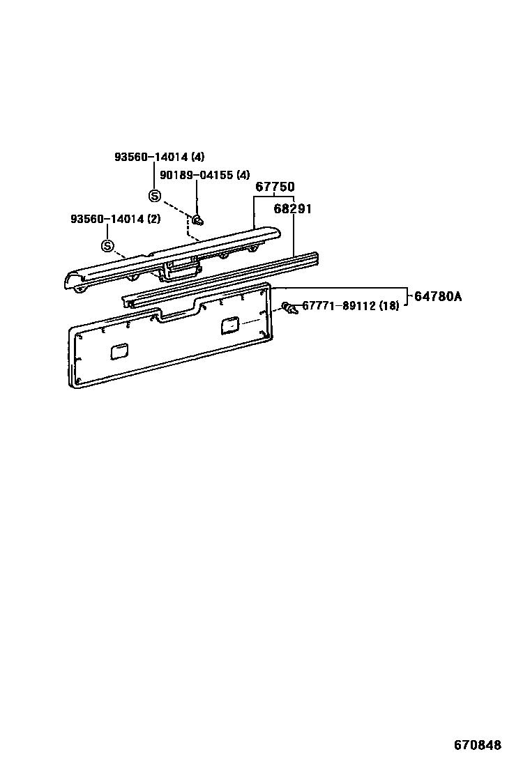 Toyota HILUX 背门板和背门玻璃 EPC diagram — 670848