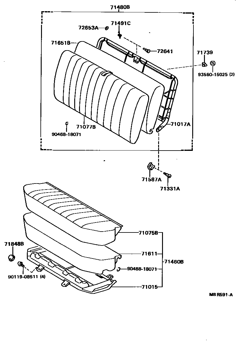 Toyota HILUX 座椅和座椅滑轨 EPC diagram — MBR591A