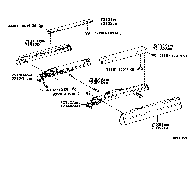 Toyota HILUX 座椅和座椅滑轨 EPC diagram — MN1359