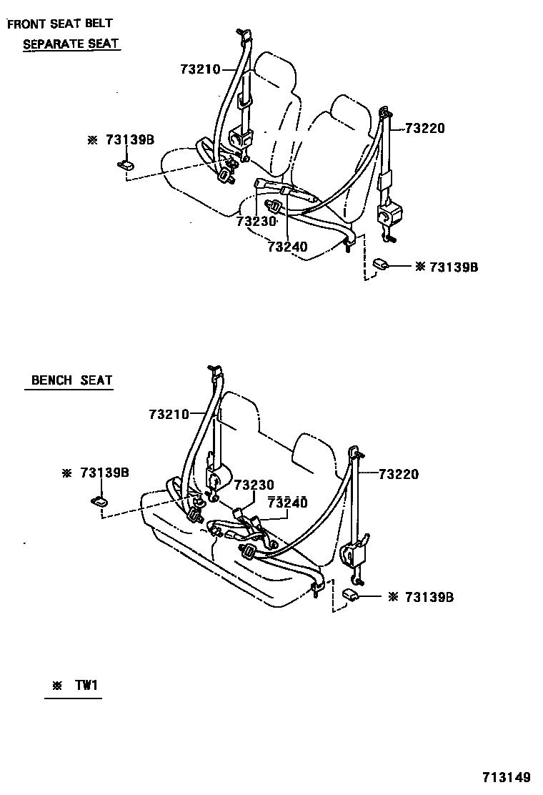 Toyota HILUX seat belt EPC diagram — 713149