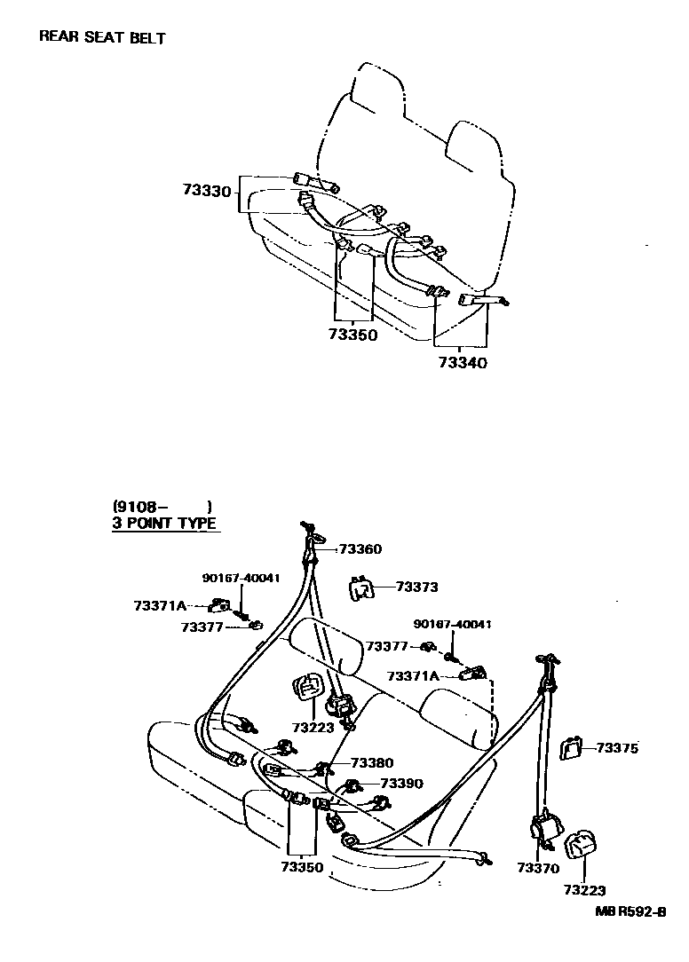 Toyota HILUX seat belt EPC diagram — MBR592B