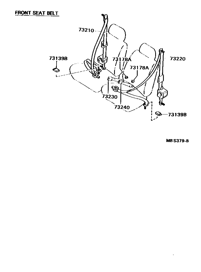 Toyota HILUX seat belt EPC diagram — MBS379B