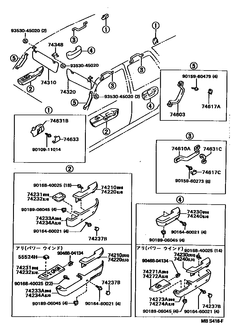 Toyota HILUX 扶手和遮阳板 EPC diagram — MBS416F