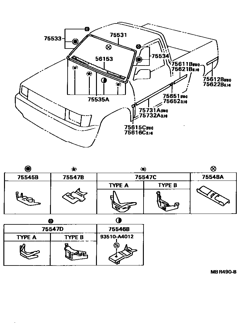 Toyota HILUX 防护条 EPC diagram — MBR490B