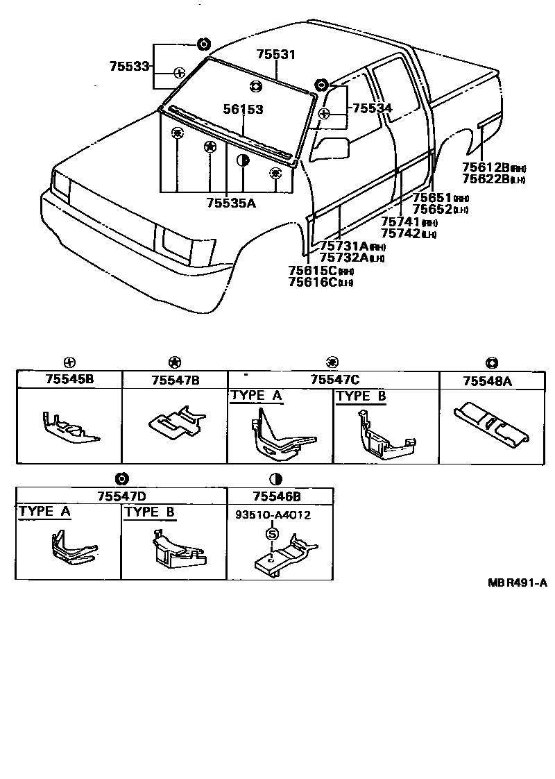 Toyota HILUX 防护条 EPC diagram — MBR491A