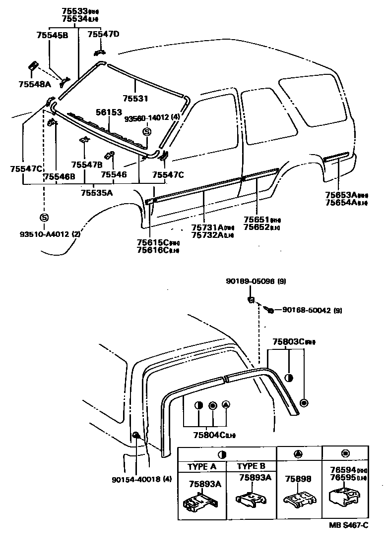 Toyota HILUX 防护条 EPC diagram — MBS467C