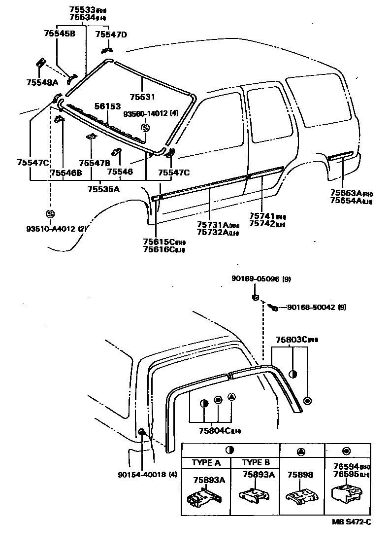 Toyota HILUX 防护条 EPC diagram — MBS472C