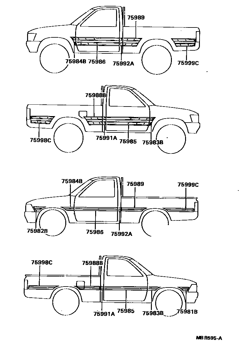 Toyota HILUX 车身镶条 EPC diagram — MBR595A