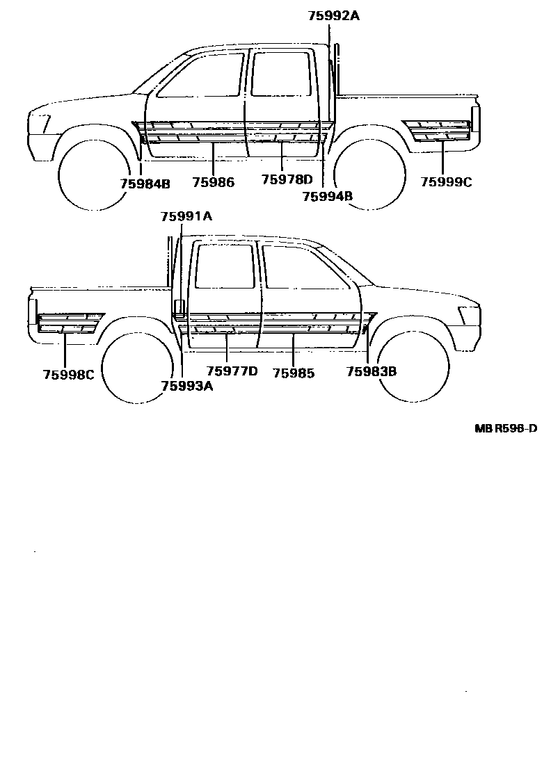 Toyota HILUX 车身镶条 EPC diagram — MBR596D