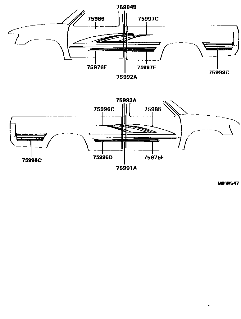 Toyota HILUX 车身镶条 EPC diagram — MBW547