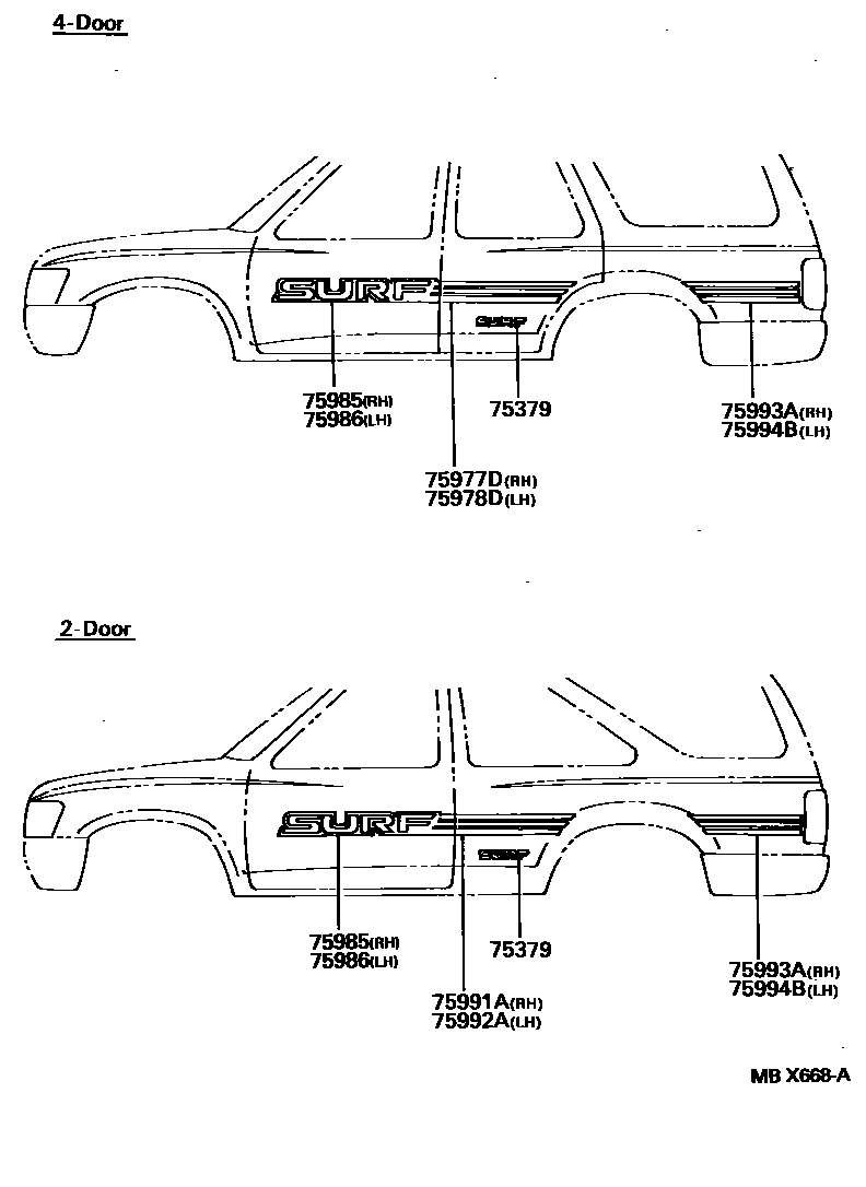 Toyota HILUX 车身镶条 EPC diagram — MBX668A
