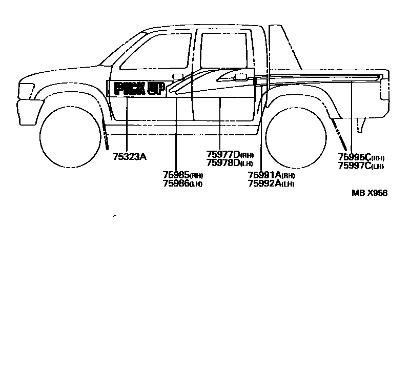 Toyota HILUX 车身镶条 EPC diagram — MBX956