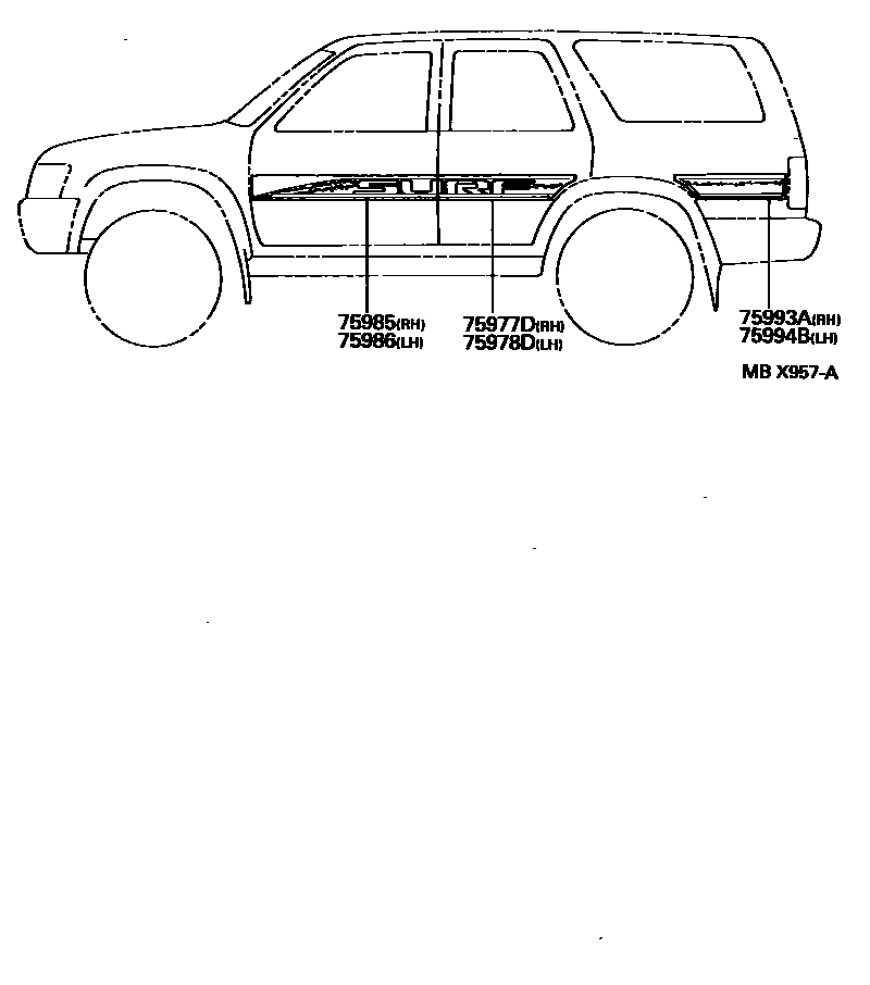 Toyota HILUX 车身镶条 EPC diagram — MBX957A