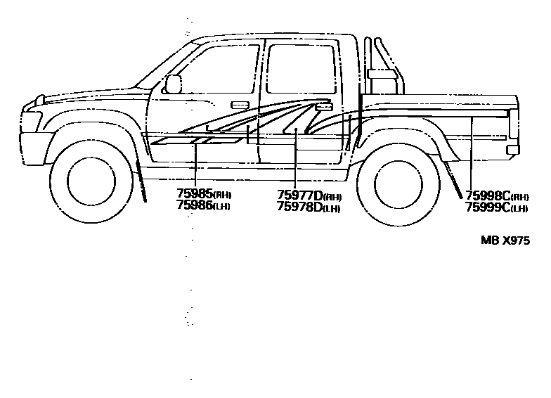 Toyota HILUX 车身镶条 EPC diagram — MBX975