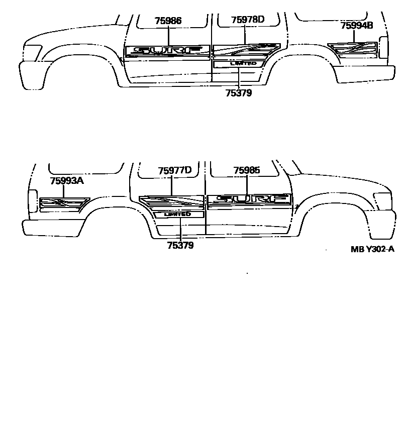 Toyota HILUX 车身镶条 EPC diagram — MBY302A