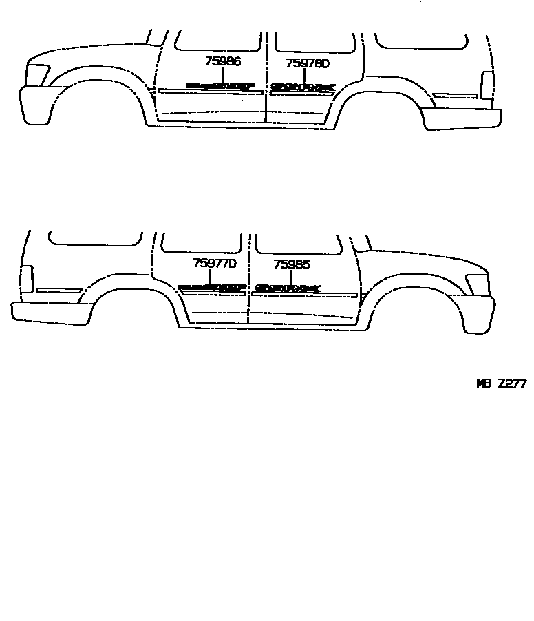 Toyota HILUX 车身镶条 EPC diagram — MBZ277