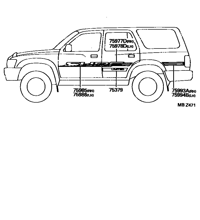 Toyota HILUX 车身镶条 EPC diagram — MBZ471