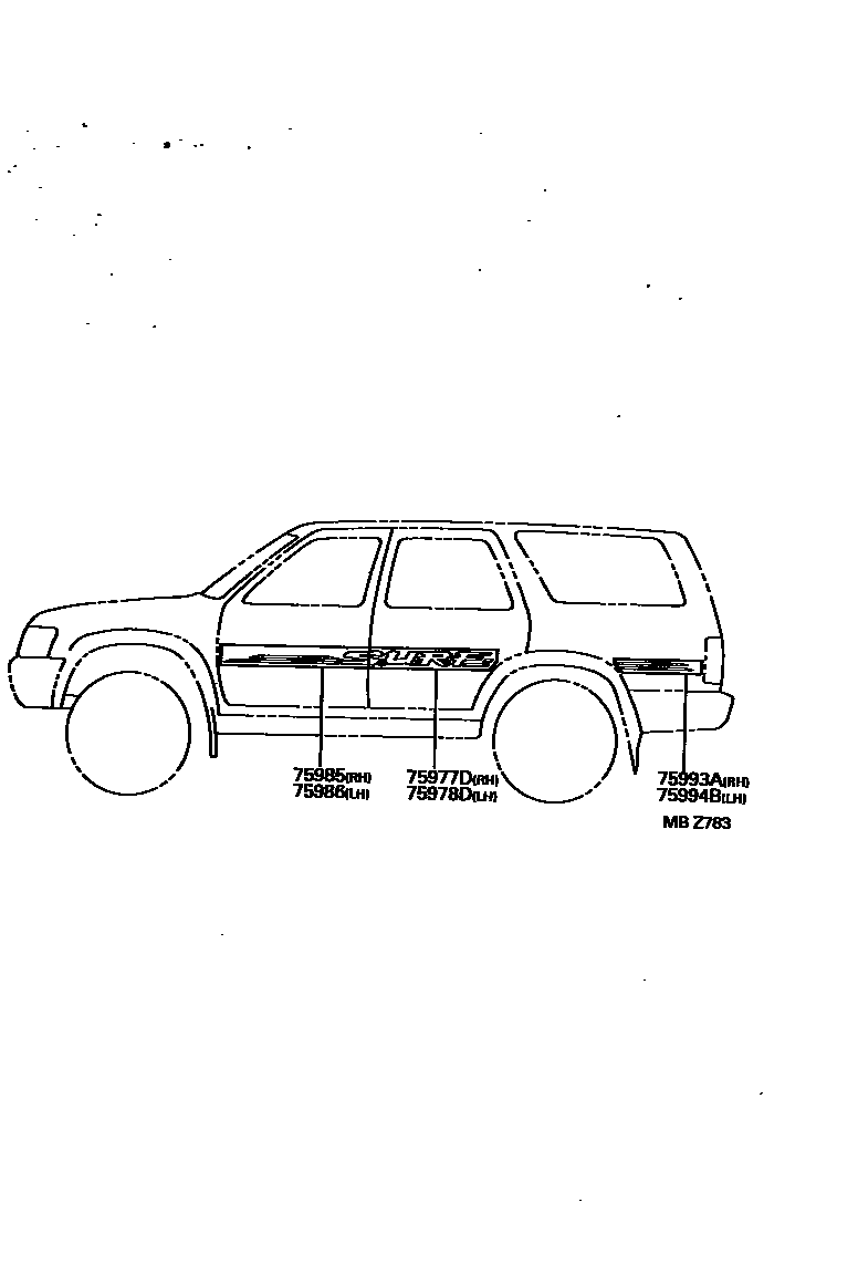 Toyota HILUX 车身镶条 EPC diagram — MBZ783