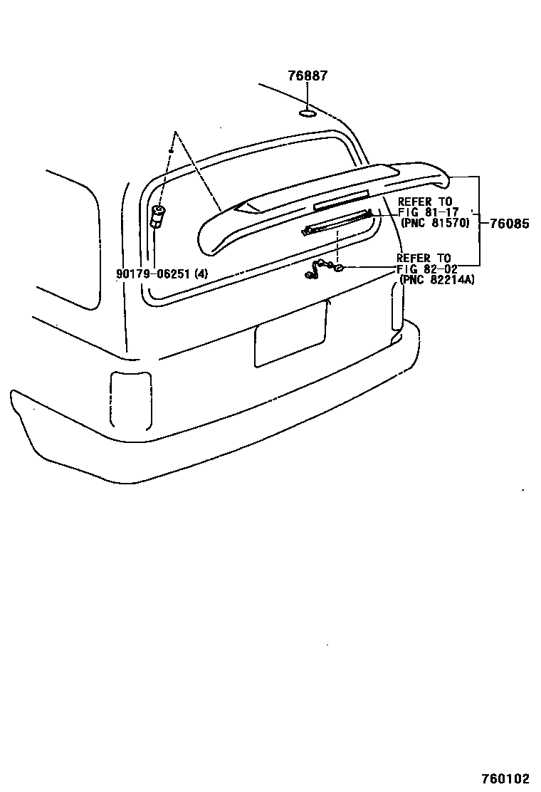 Toyota HILUX 扰流板和侧挡泥板 EPC diagram — 760102