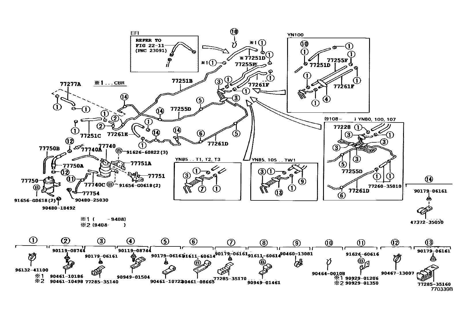 Toyota HILUX 燃油箱和燃油管 EPC diagram — 770339B