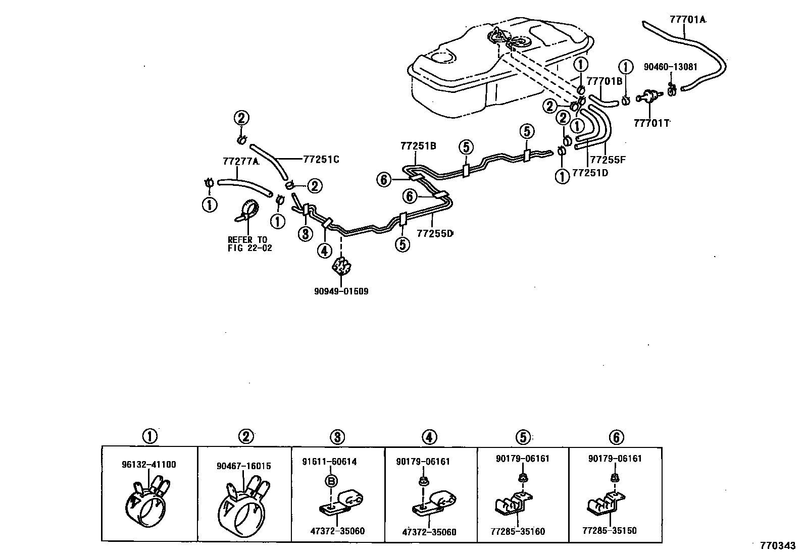 Toyota HILUX 燃油箱和燃油管 EPC diagram — 770343