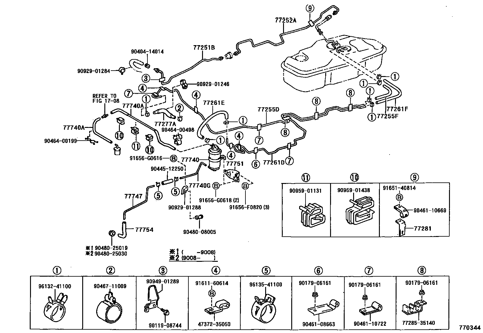 Toyota HILUX 燃油箱和燃油管 EPC diagram — 770344