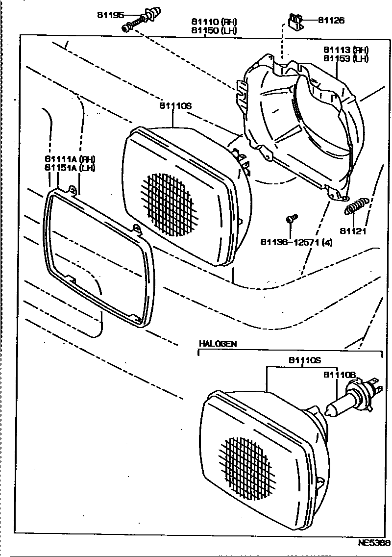 Toyota HILUX Headlamp EPC diagram — NE5388