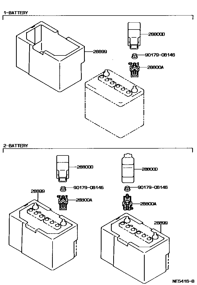 Toyota HILUX 蓄电池和蓄电池电缆 EPC diagram — NE5416B