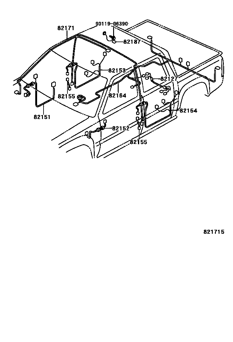 Toyota HILUX 线束和卡夹 EPC diagram — 821715