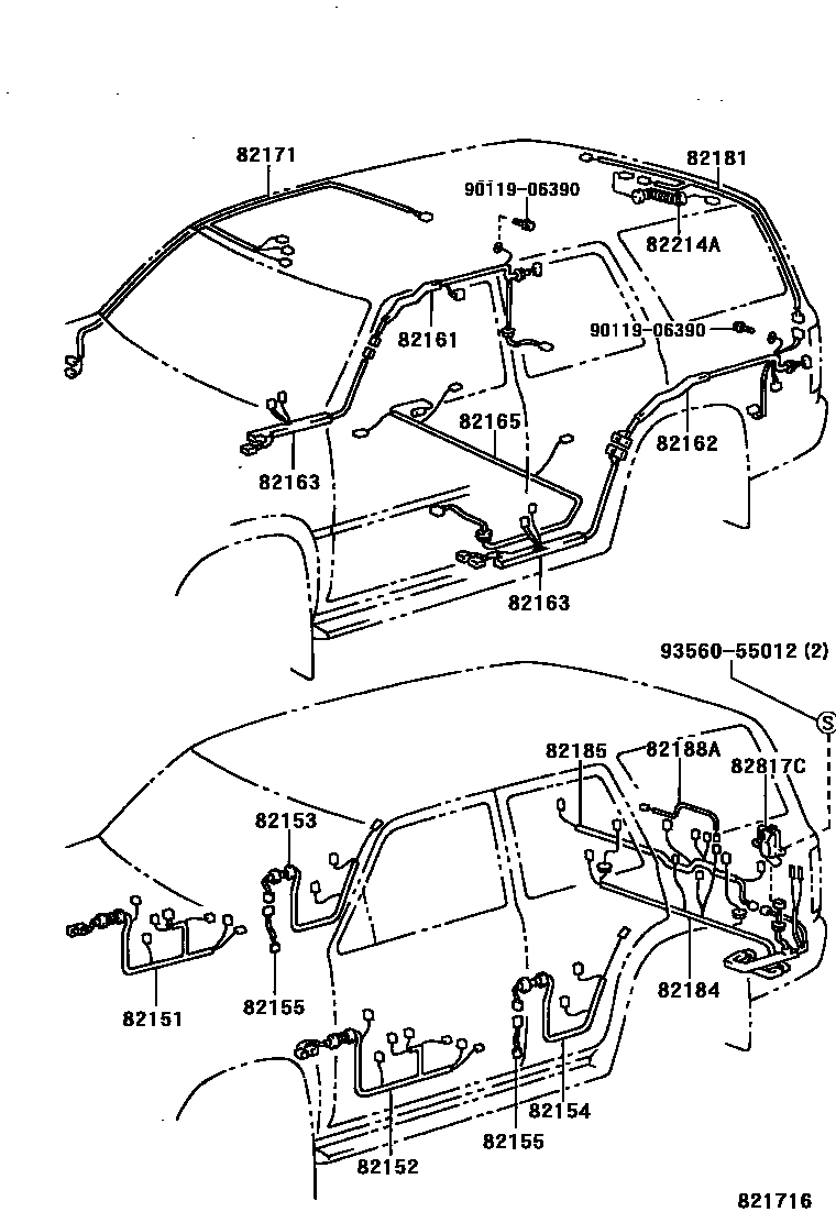 Toyota HILUX 线束和卡夹 EPC diagram — 821716