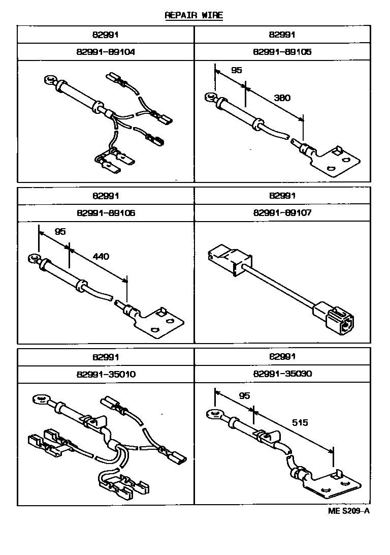 Toyota HILUX 线束和卡夹 EPC diagram — MES209A