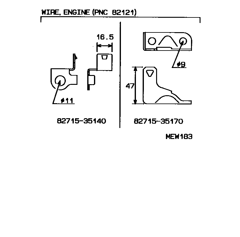 Toyota HILUX 线束和卡夹 EPC diagram — MEW183